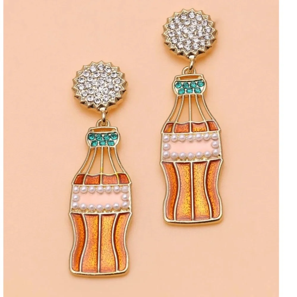 ❤️ FREE Soda Drink Coke Bottle Boho Peasant Hipster Hippie Art Deco Farm Earring_3